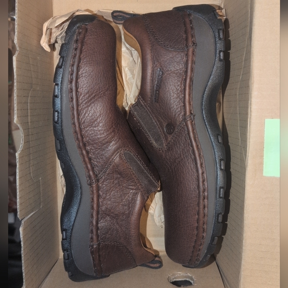 Men's Red Wing Brown Leather Slip-On steel Toe Shoes Size 7